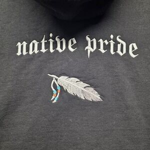 Pro 5 Native Pride Full Zip Hoodie Men's 2XL Black Fleece Lined Sweatshirt
